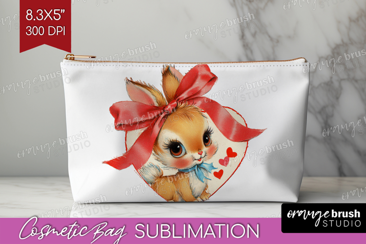 Vintage Valentines Day Cosmetic Bag - Retro Animal Makeup