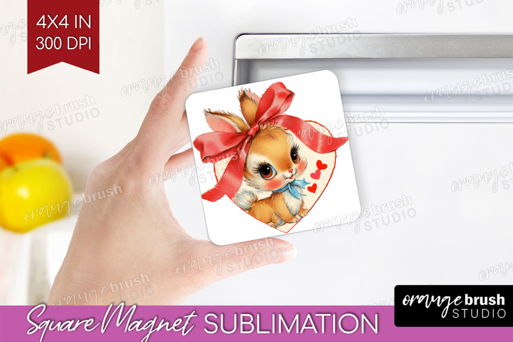 Vintage Valentines Day Magnet Sublimation - Retro Animal PNG