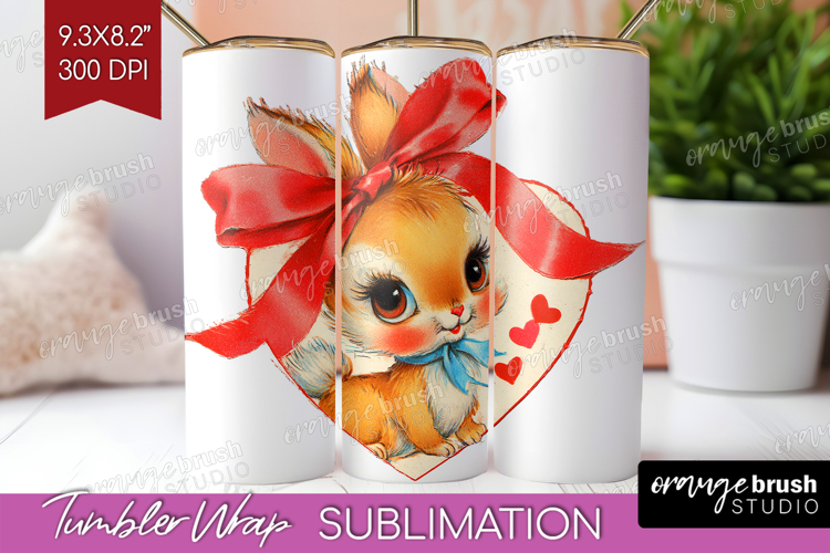 Vintage Valentines Day Tumbler Wrap - Retro Animal Tumbler