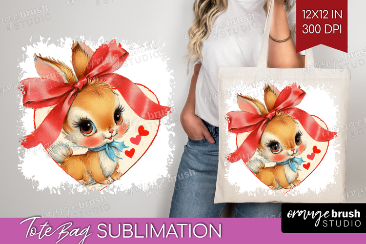 Vintage Valentines Day Tote Bag - Retro Animal Tote Bag PNG