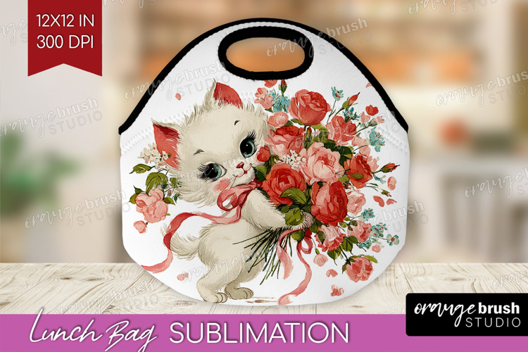 Vintage Valentines Day Lunch Bag - Retro Animal Lunch Bug
