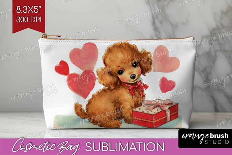 Vintage Valentines Day Cosmetic Bag - Retro Animal Makeup