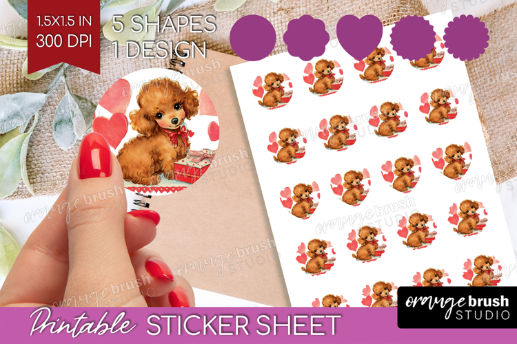 Vintage Valentines Day Round Sticker - Retro Animal Sticker
