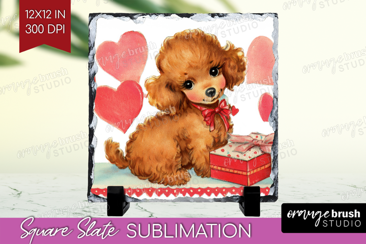 Vintage Valentines Day Slate PNG - Retro Animal Square Slate