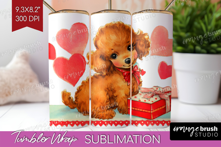 Vintage Valentines Day Tumbler Wrap - Retro Animal Tumbler