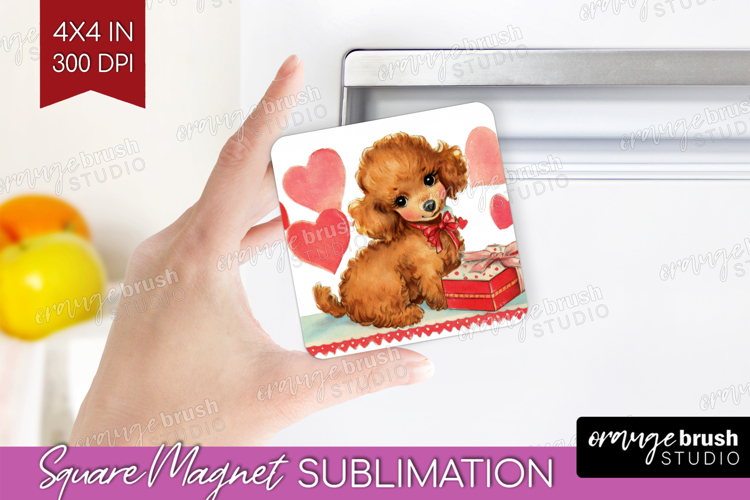Vintage Valentines Day Magnet Sublimation - Retro Animal PNG