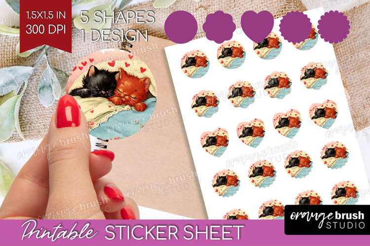 Vintage Valentines Day Round Sticker - Retro Animal Sticker