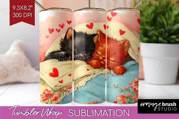Vintage Valentines Day Tumbler Wrap - Retro Animal Tumbler