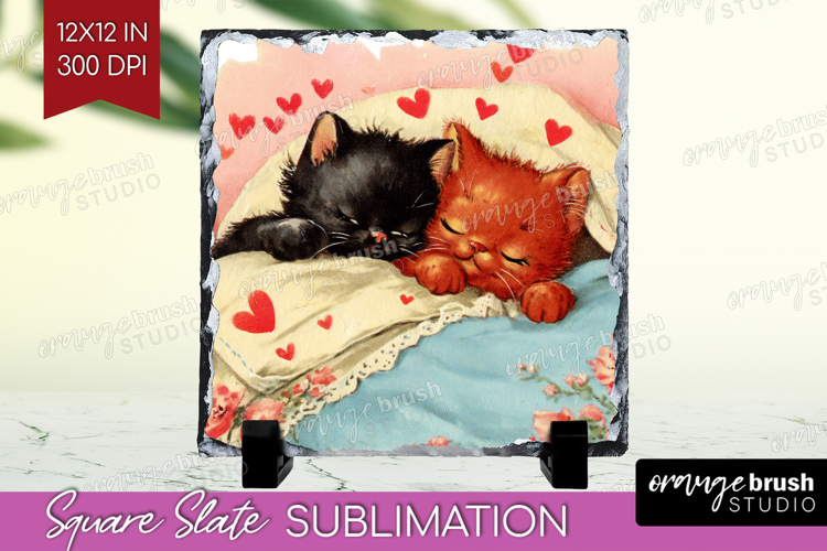 Vintage Valentines Day Slate PNG - Retro Animal Square Slate