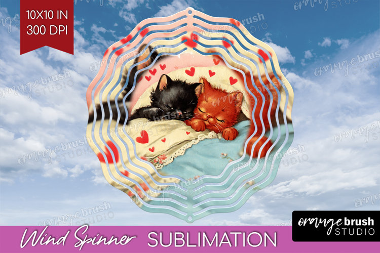 Vintage Valentines Day Wind Spinner Sublimation PNG - Retro
