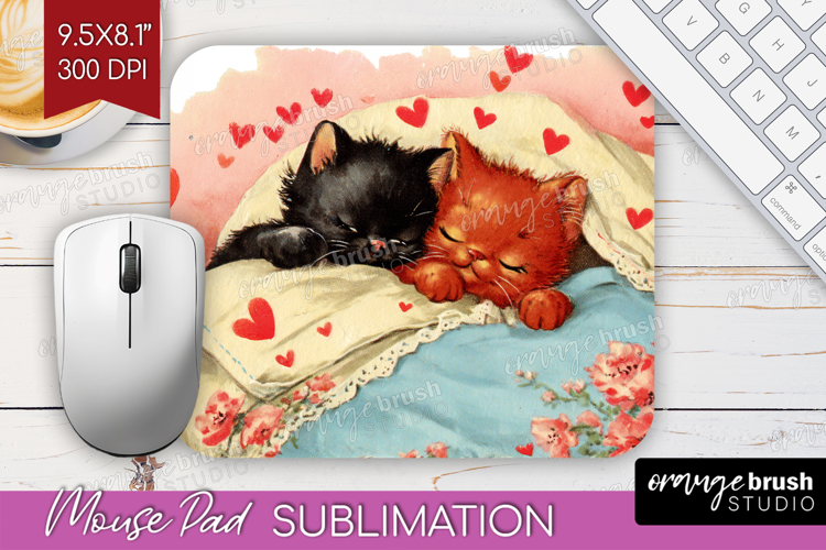 Vintage Valentines Day Mouse Pad Sublimation - Retro Animal