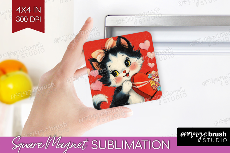 Vintage Valentines Day Magnet Sublimation - Retro Animal PNG