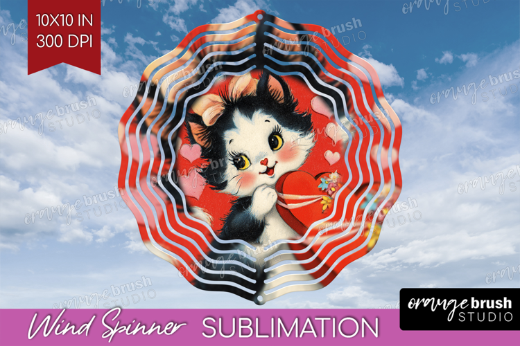 Vintage Valentines Day Wind Spinner Sublimation PNG - Retro