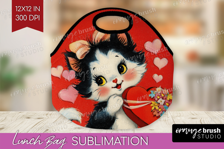 Vintage Valentines Day Lunch Bag - Retro Animal Lunch Bug