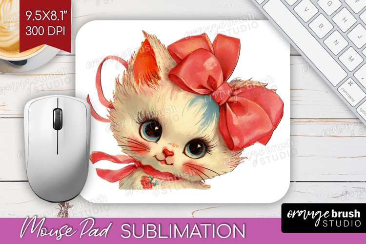 Vintage Valentines Day Mouse Pad Sublimation - Retro Animal