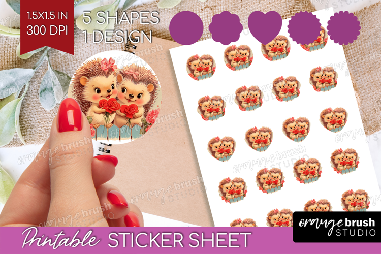 Vintage Valentines Day Round Sticker - Retro Animal Sticker