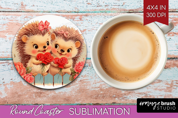 Vintage Valentines Day Round Coaster - Retro Animal Coaster