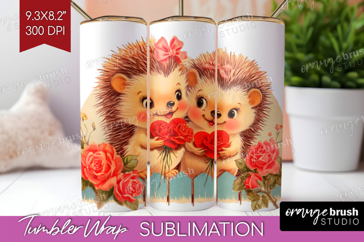 Vintage Valentines Day Tumbler Wrap - Retro Animal Tumbler