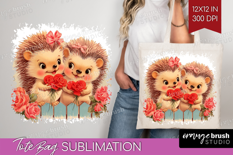Vintage Valentines Day Tote Bag - Retro Animal Tote Bag PNG