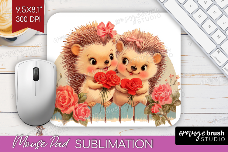 Vintage Valentines Day Mouse Pad Sublimation - Retro Animal