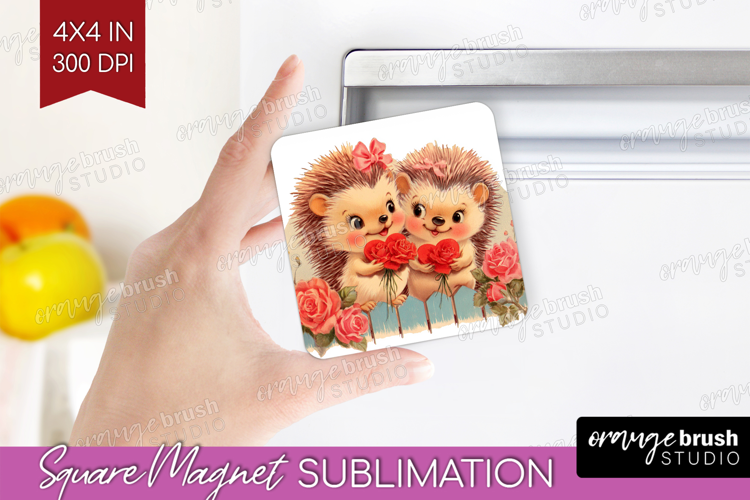 Vintage Valentines Day Magnet Sublimation - Retro Animal PNG