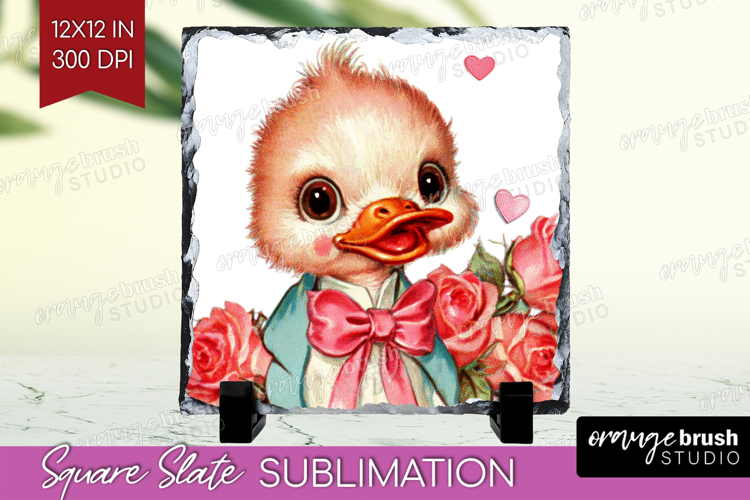 Vintage Valentines Day Slate PNG - Retro Animal Square Slate