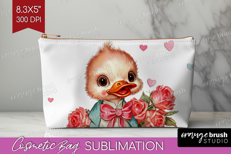 Vintage Valentines Day Cosmetic Bag - Retro Animal Makeup