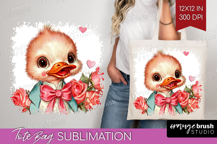 Vintage Valentines Day Tote Bag - Retro Animal Tote Bag PNG