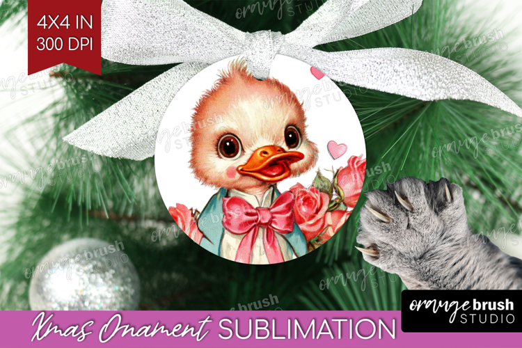 Vintage Valentines Day Ornament PNG - Retro Animal PNG