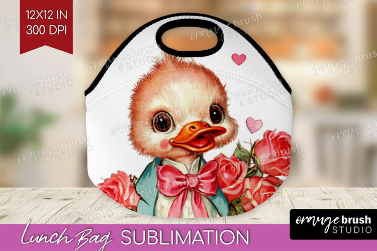 Vintage Valentines Day Lunch Bag - Retro Animal Lunch Bug
