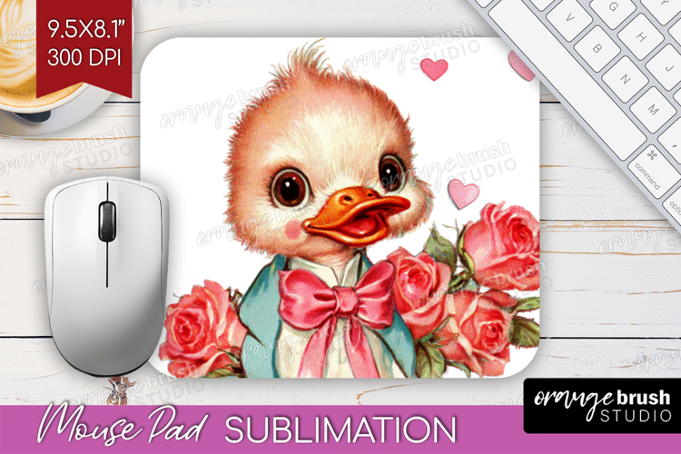 Vintage Valentines Day Mouse Pad Sublimation - Retro Animal