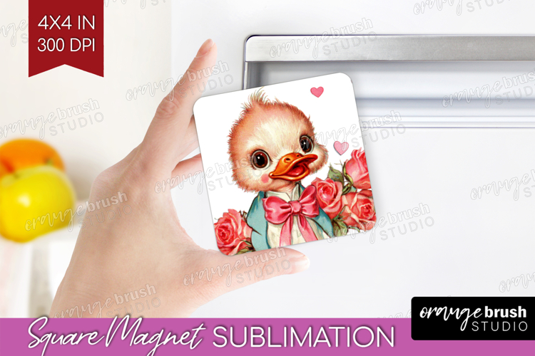 Vintage Valentines Day Magnet Sublimation - Retro Animal PNG