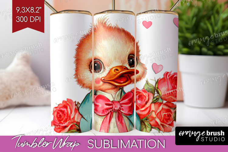 Vintage Valentines Day Tumbler Wrap - Retro Animal Tumbler