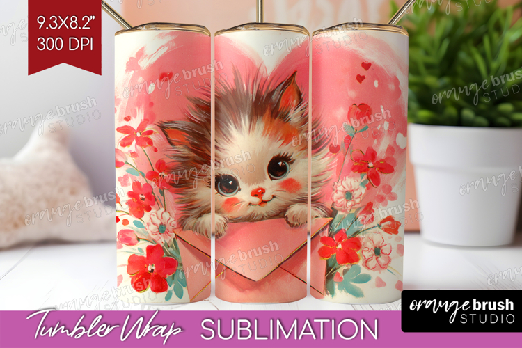 Vintage Valentines Day Tumbler Wrap - Retro Animal Tumbler