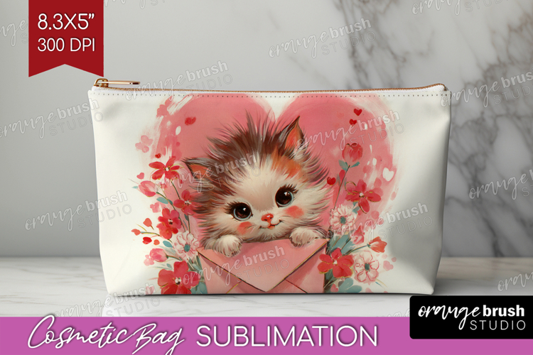 Vintage Valentines Day Cosmetic Bag - Retro Animal Makeup