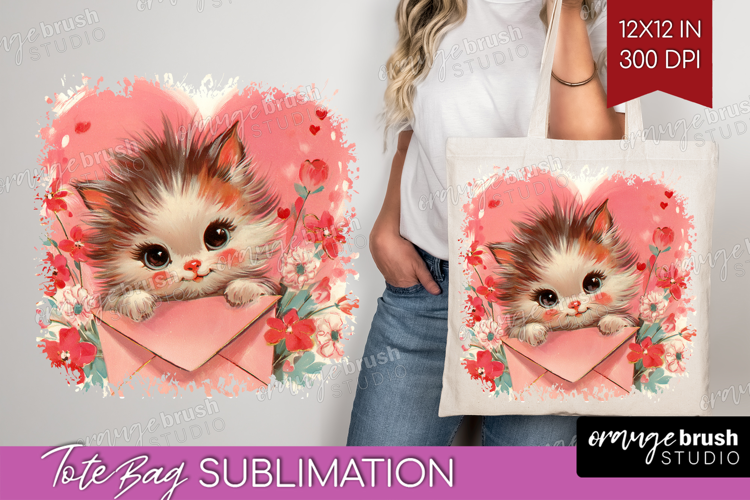 Vintage Valentines Day Tote Bag - Retro Animal Tote Bag PNG