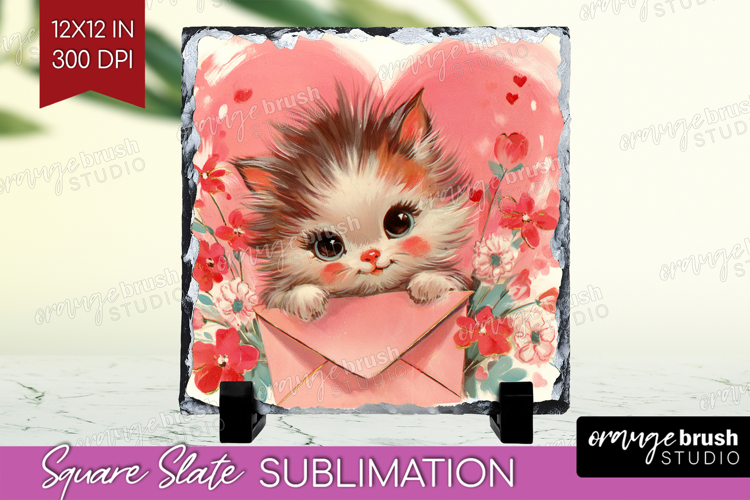Vintage Valentines Day Slate PNG - Retro Animal Square Slate