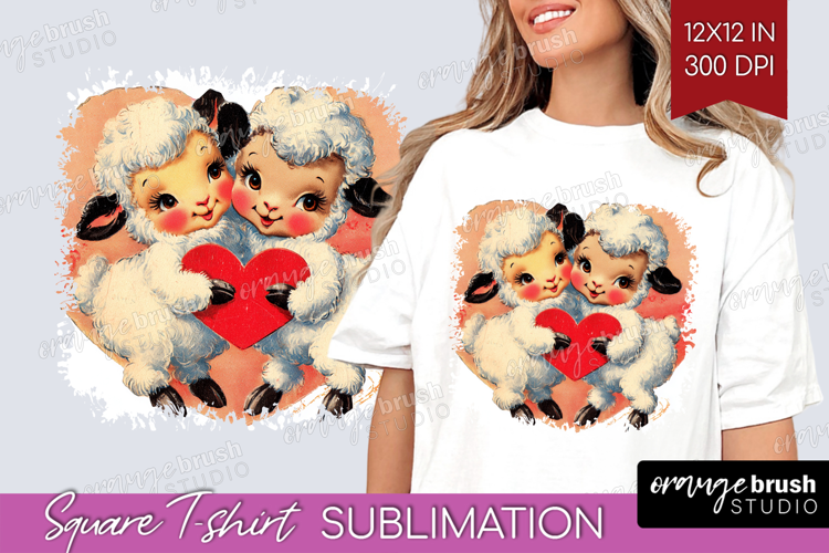Vintage Valentines Day Square Tshirt Background - Retro PNG