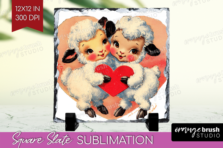 Vintage Valentines Day Slate PNG - Retro Animal Square Slate