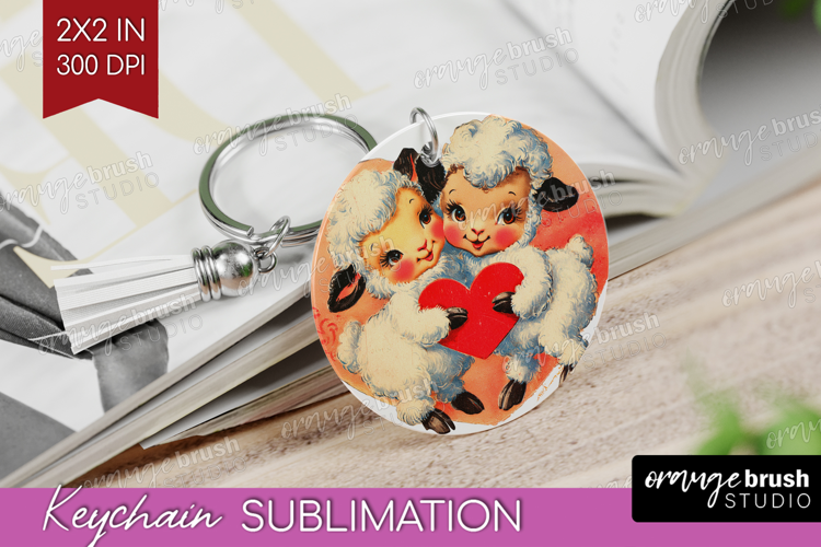 Vintage Valentines Day Keychain PNG - Retro Animal Keychain