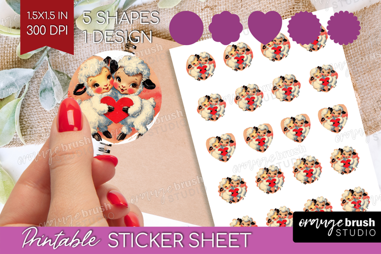 Vintage Valentines Day Round Sticker - Retro Animal Sticker