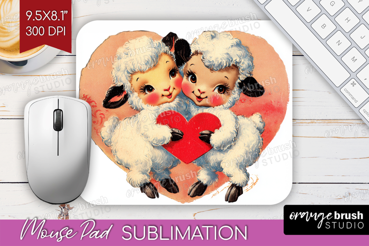 Vintage Valentines Day Mouse Pad Sublimation - Retro Animal