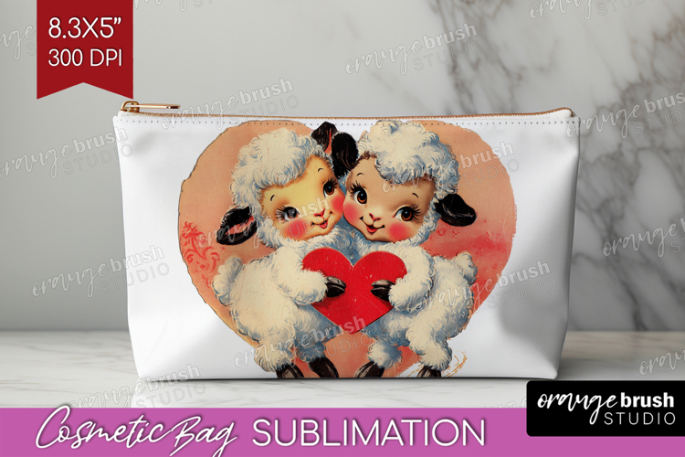 Vintage Valentines Day Cosmetic Bag - Retro Animal Makeup