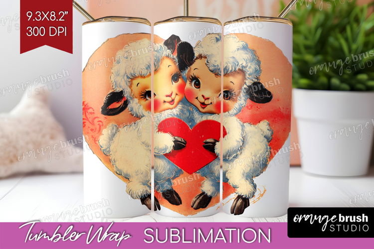 Vintage Valentines Day Tumbler Wrap - Retro Animal Tumbler
