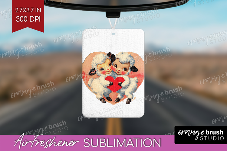 Vintage Valentines Day Air Freshener PNG - Retro Animal PNG