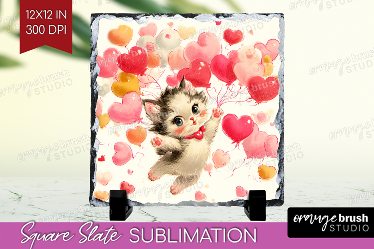 Vintage Valentines Day Slate PNG - Retro Animal Square Slate