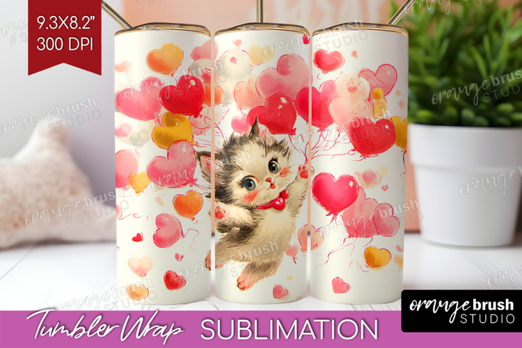 Vintage Valentines Day Tumbler Wrap - Retro Animal Tumbler