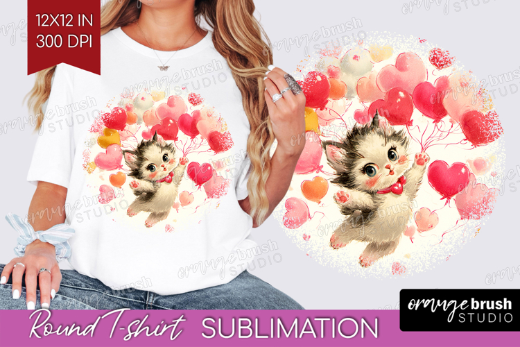 Vintage Valentines Day Round Tshirt Background - Retro PNG