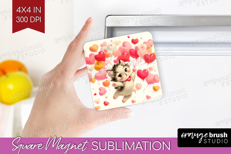 Vintage Valentines Day Magnet Sublimation - Retro Animal PNG