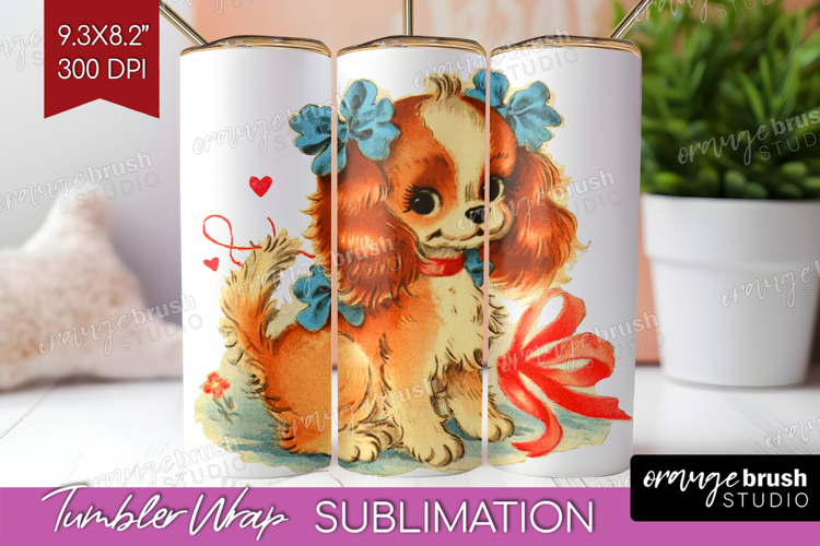 Vintage Valentines Day Tumbler Wrap - Retro Animal Tumbler